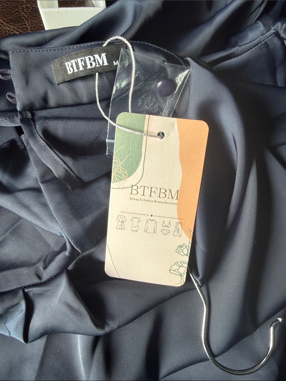 BTFBM Womens Mock Neck Satin Dress - Picture 7 of 8
